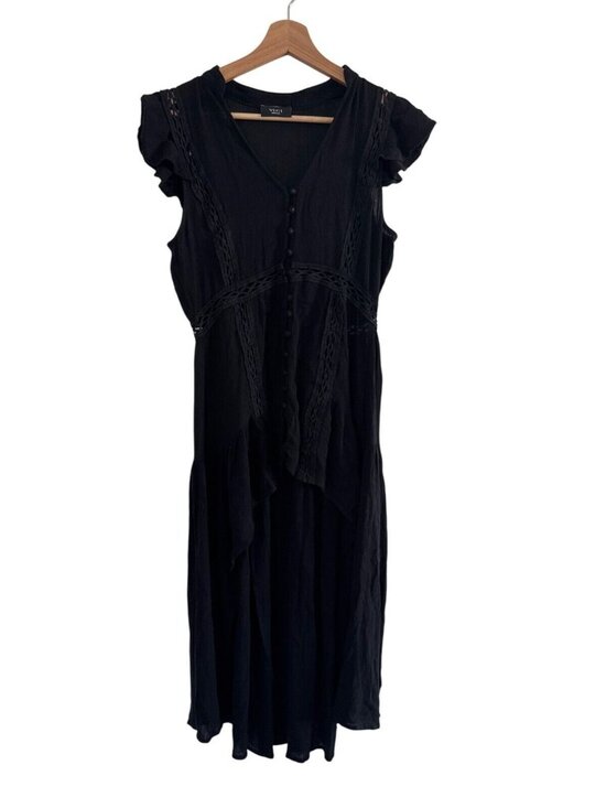 VICI Dresses & Skirts - Vici black Flutter Sleeve Button Front Midi Dress